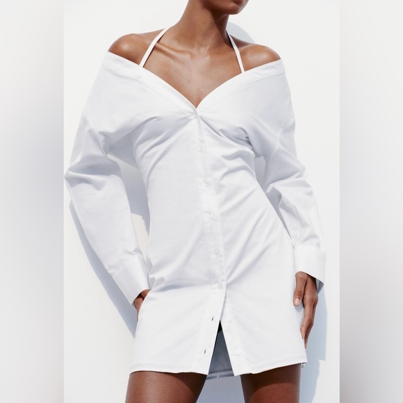 Zara OFF-THE-SHOULDER TRENCH COAT DRESS. - Picture 1 of 9